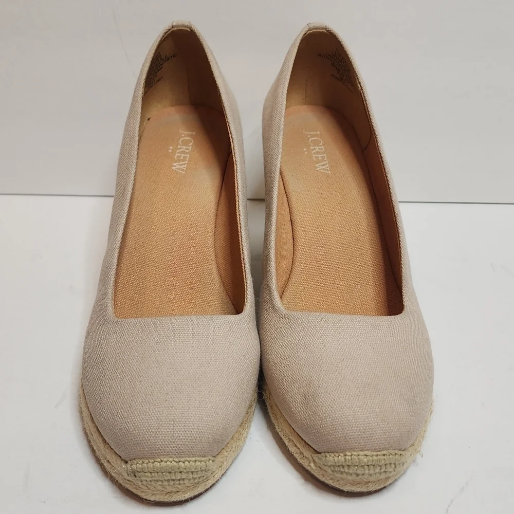 J. Crew Canvas espadrille wedges in Flax. Women's size‎ 8.5.